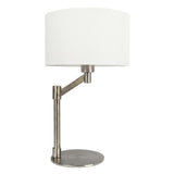 Horizon Brushed Nickel Table Lamp with On/Off Switch Curved Metal Base Linen Shade from Ashcroft Furniture - Luna Furniture
