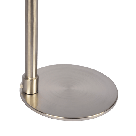 Horizon Brushed Nickel Table Lamp with On/Off Switch Curved Metal Base Linen Shade from Midinmod - Luna Furniture