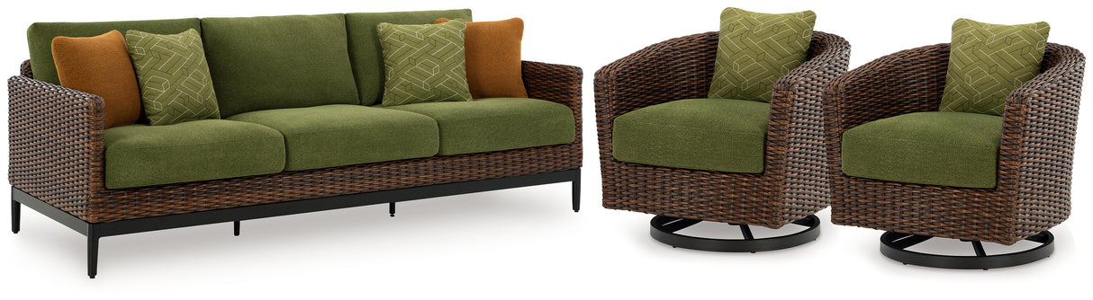 Horizon Hall 2 Lounge Chairs with End Table in Brown/Green from Ashley Furniture - Luna Furniture