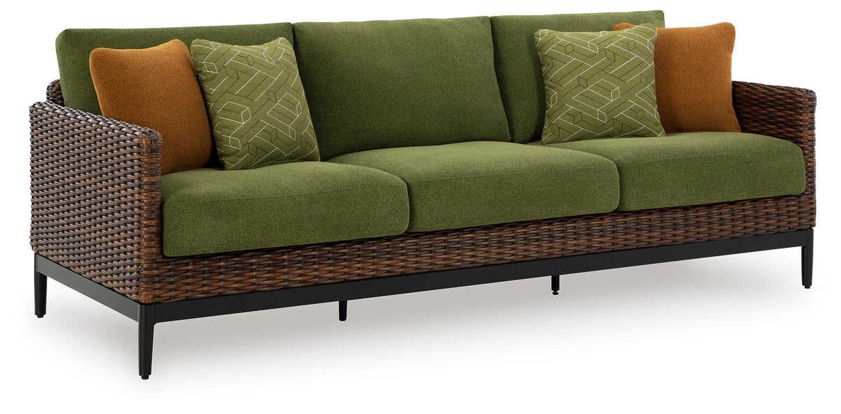 Horizon Hall Brown/Green Outdoor Sofa with Cushion from Ashley - Luna Furniture