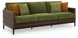 Horizon Hall Brown/Green Outdoor Sofa with Cushion from Ashley - Luna Furniture