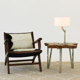 Horizon Brushed Nickel Table Lamp with On/Off Switch Curved Metal Base Linen Shade from Ashcroft Furniture - Luna Furniture