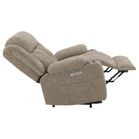 Houston Camel Upholstered Power Lift Recliner Chair from Coaster - Luna Furniture