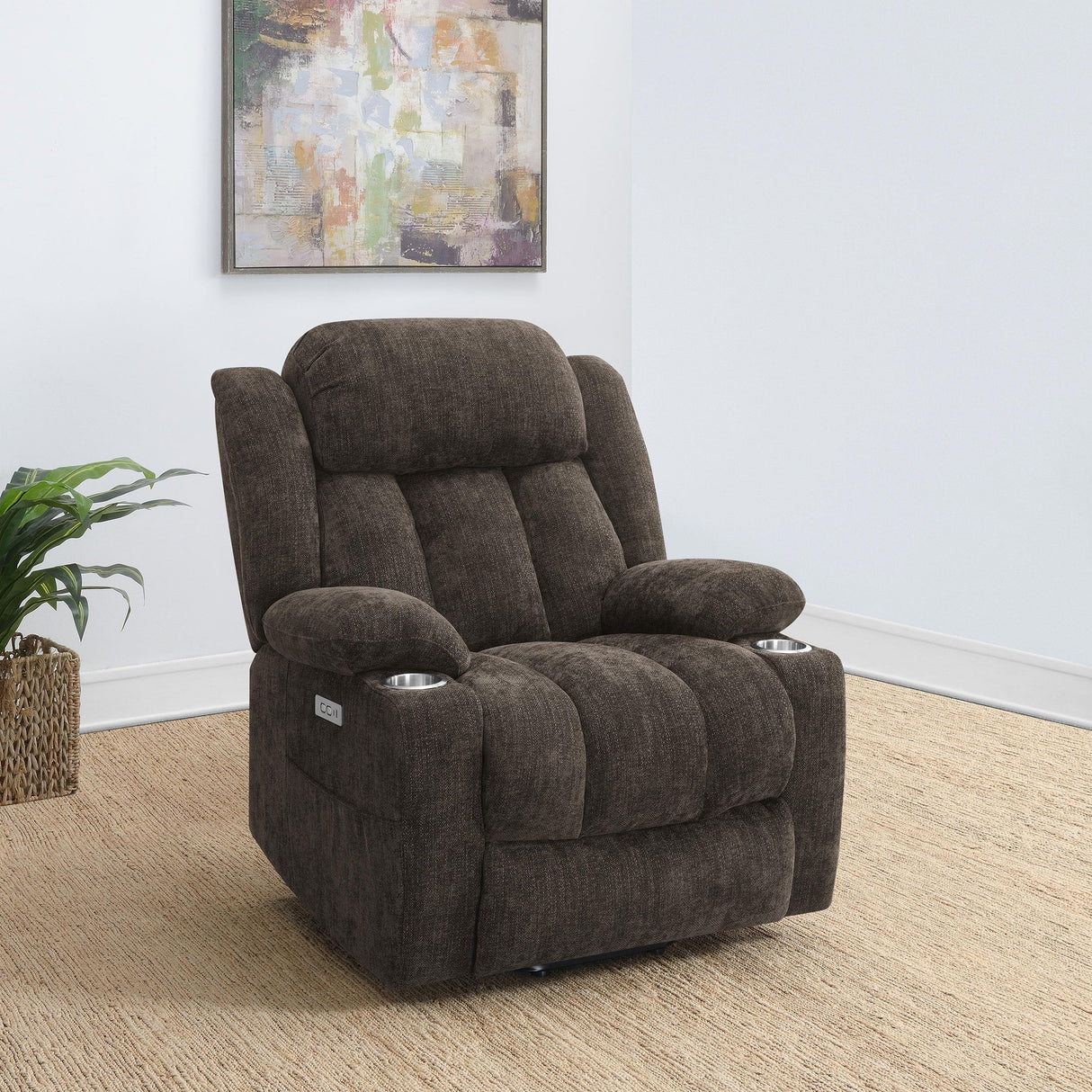Houston Dark Brown Upholstered Power Lift Recliner Chair from Coaster - Luna Furniture
