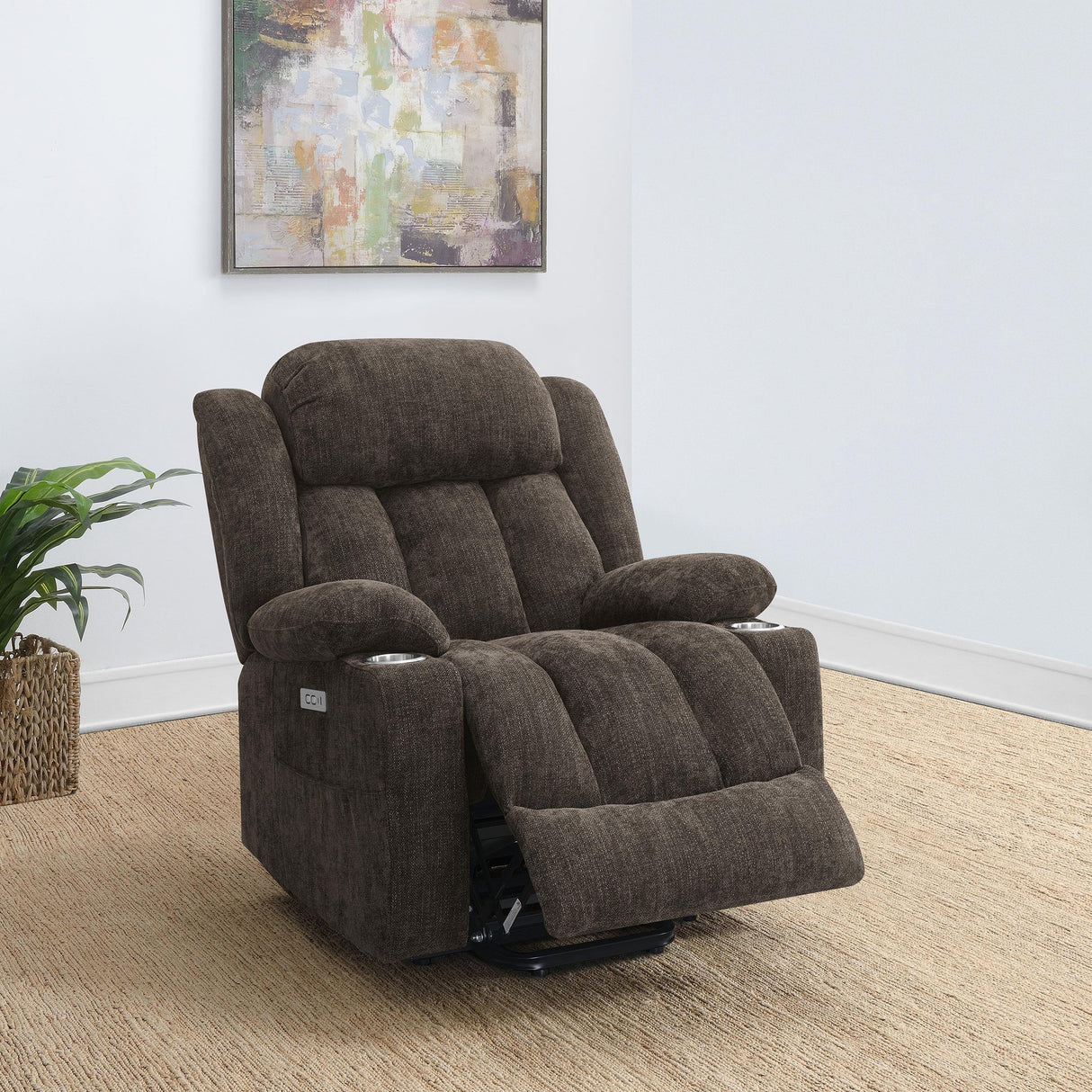 Houston Dark Brown Upholstered Power Lift Recliner Chair from Coaster - Luna Furniture