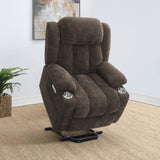 Houston Dark Brown Upholstered Power Lift Recliner Chair from Coaster - Luna Furniture