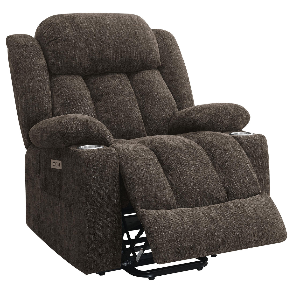 Houston Dark Brown Upholstered Power Lift Recliner Chair from Coaster - Luna Furniture