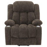 Houston Dark Brown Upholstered Power Lift Recliner Chair from Coaster - Luna Furniture