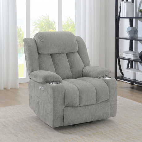 Houston Gray Upholstered Power Lift Recliner Chair from Coaster - Luna Furniture