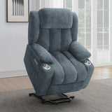Houston Slate Blue Upholstered Power Lift Recliner Chair from Coaster - Luna Furniture