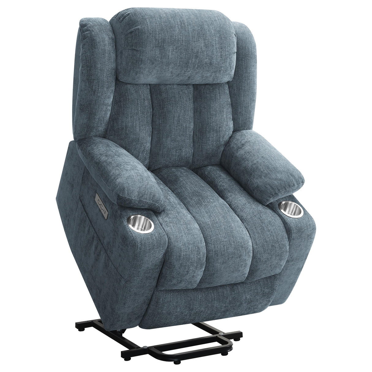Houston Slate Blue Upholstered Power Lift Recliner Chair from Coaster - Luna Furniture