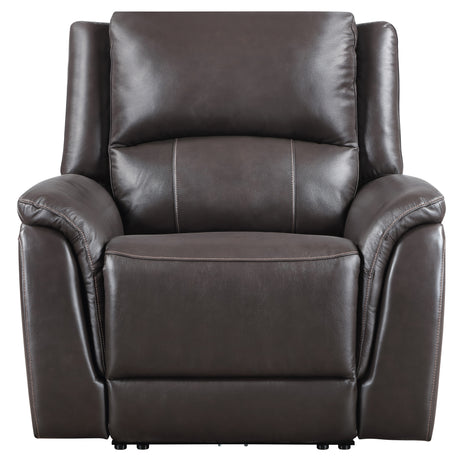 Alexandria Chocolate Top-Grain Leather Power Recliner from Steve Silver - Luna Furniture