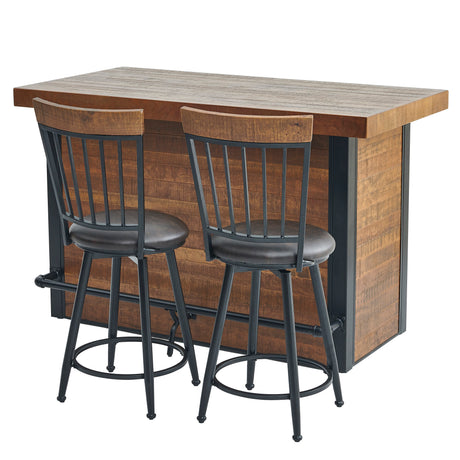 Tyler Chestnut/Black 3-Piece 38-inch Counter Bar Set from Steve Silver - Luna Furniture