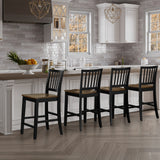 Joplin Walnut/Ebony Solid Wood 24" Farmhouse Counter Stool, Set of 2 from Steve Silver - Luna Furniture