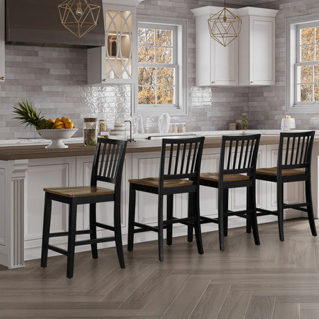 Joplin Walnut/Ebony Solid Wood 24" Farmhouse Counter Stool, Set of 2 from Steve Silver - Luna Furniture