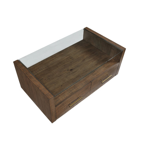 Garland Castered Glass Top Coffee Table, Toffee Finish from Steve Silver - Luna Furniture