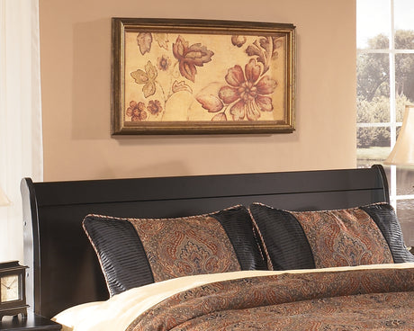 Huey Vineyard Black Queen Sleigh Headboard, Dresser, Mirror and Nightstand from Ashley - Luna Furniture