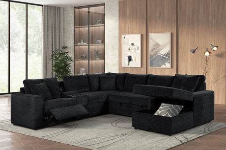 Hunter Black Sectional with Bluetooth Speaker & Pull-Out Bed from Happy Homes - Luna Furniture