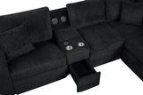 Hunter Black Sectional with Bluetooth Speaker & Pull-Out Bed from Happy Homes - Luna Furniture