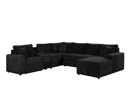 Hunter Black Sectional with Bluetooth Speaker & Pull-Out Bed from Happy Homes - Luna Furniture