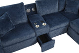 Hunter Blue Sectional with Bluetooth Speaker & Pull-Out Bed from Happy Homes - Luna Furniture