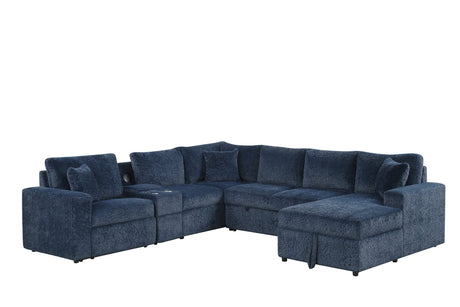 Hunter Blue Sectional with Bluetooth Speaker & Pull-Out Bed from Happy Homes - Luna Furniture