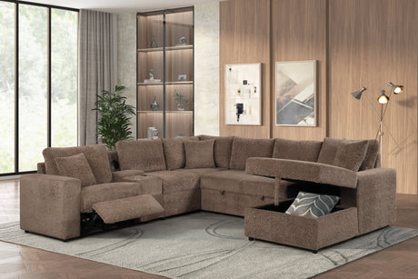 Hunter Mocha/Brown Sectional with Bluetooth Speaker & Pull-Out Bed from Happy Homes - Luna Furniture