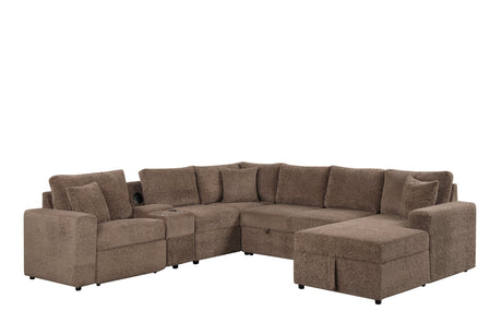 Hunter Mocha/Brown Sectional with Bluetooth Speaker & Pull-Out Bed from Happy Homes - Luna Furniture