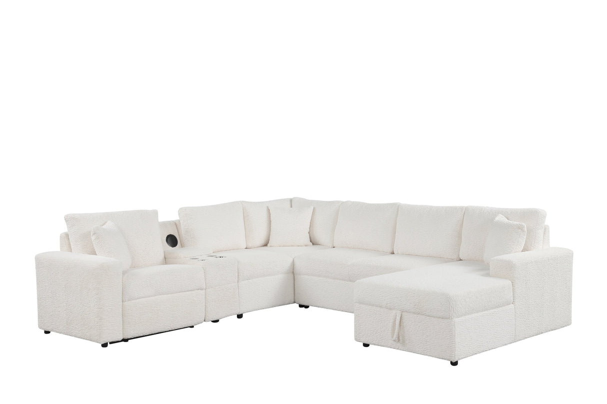 Hunter White Sectional with Bluetooth Speaker & Pull-Out Bed from Happy Homes - Luna Furniture