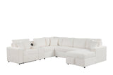 Hunter White Sectional with Bluetooth Speaker & Pull-Out Bed from Happy Homes - Luna Furniture