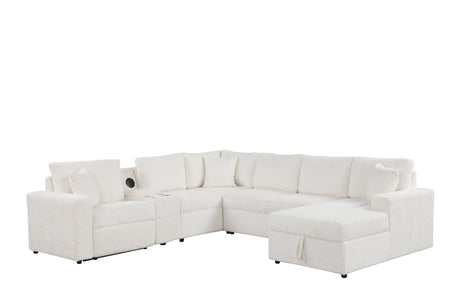 Hunter White Sectional with Bluetooth Speaker & Pull-Out Bed from Happy Homes - Luna Furniture