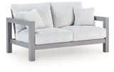 Hurley Park Gray Outdoor Loveseat with Cushion from Ashley - Luna Furniture