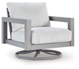Hurley Park Outdoor Loveseat with 2 Lounge Chairs in Gray from Ashley Furniture - Luna Furniture