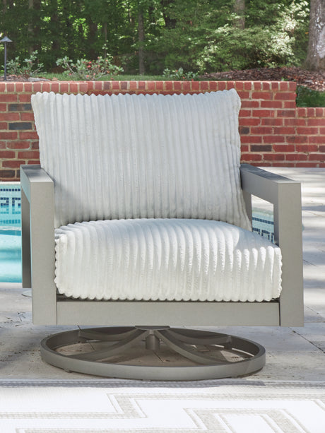 Hurley Park Outdoor Loveseat with 2 Lounge Chairs in Gray from Ashley Furniture - Luna Furniture
