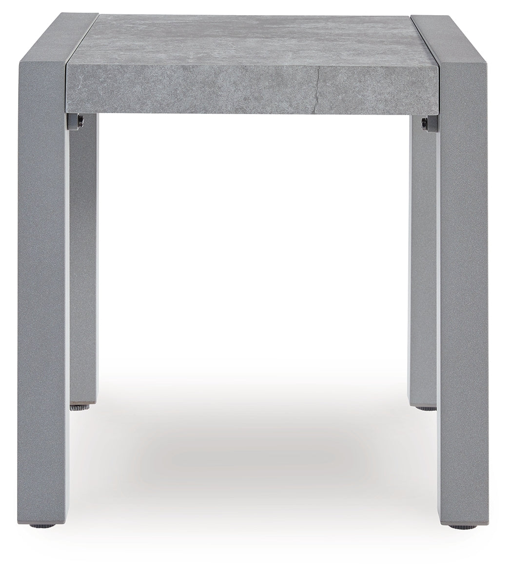 Hurley Park Outdoor Sofa and Loveseat with Coffee Table and 2 End Tables in Gray from Ashley Furniture - Luna Furniture