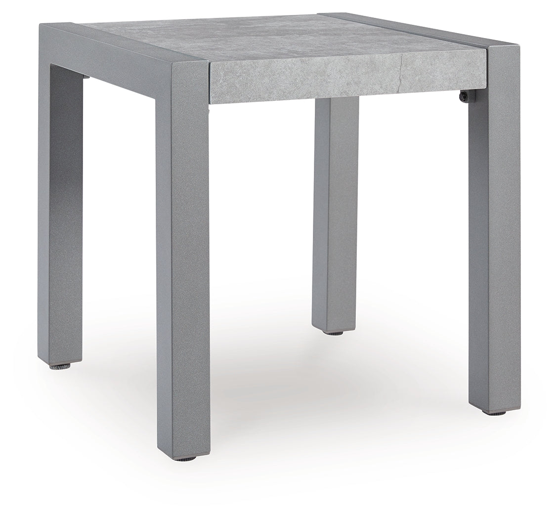 Hurley Park Outdoor Sofa and Loveseat with Coffee Table and 2 End Tables in Gray from Ashley Furniture - Luna Furniture