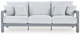 Hurley Park Outdoor Sofa and Loveseat with Coffee Table in Gray from Ashley Furniture - Luna Furniture