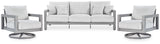 Hurley Park Outdoor Sofa with 2 Lounge Chairs in Gray from Ashley Furniture - Luna Furniture