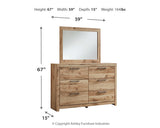 Hyanna King Panel Headboard with Mirrored Dresser and 2 Nightstands in Tan Brown from Ashley - Luna Furniture