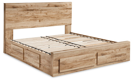 Hyanna Queen Panel Storage Bed with Mirrored Dresser and 2 Nightstands in Tan Brown from Ashley Furniture - Luna Furniture