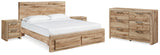 Hyanna Tan Brown King Panel Storage Bed, Dresser and 2 Nightstands from Ashley - Luna Furniture