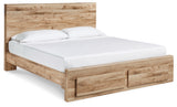 Hyanna Tan Brown King Panel Storage Bed, Dresser and 2 Nightstands from Ashley - Luna Furniture