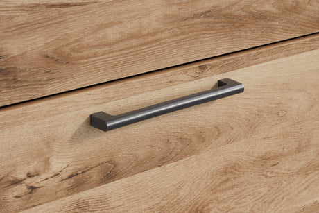 Hyanna Twin Panel Bed with Mirrored Dresser and 2 Nightstands in Tan Brown from Ashley - Luna Furniture