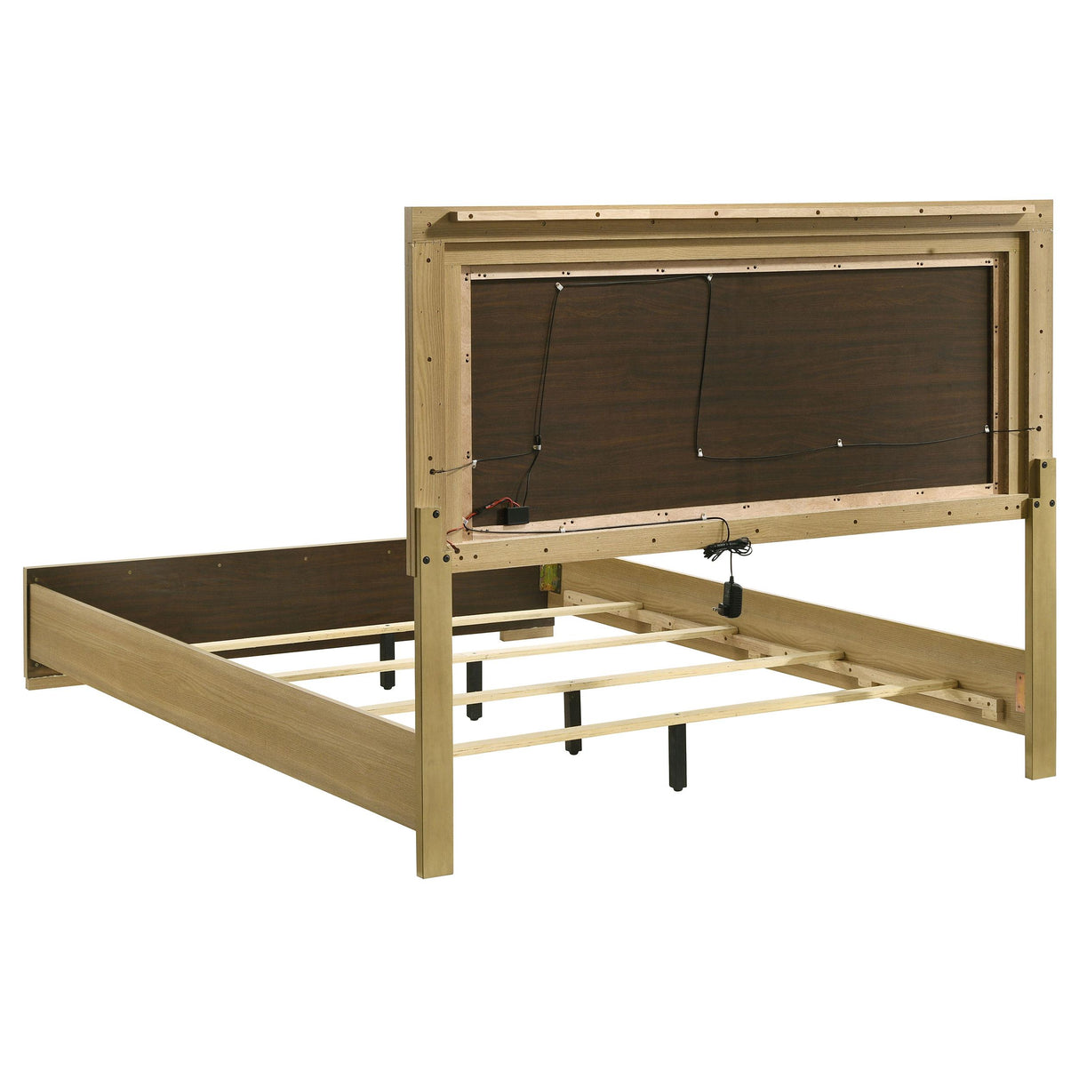Hyland Natural Wood Queen LED Panel Bed from Coaster - Luna Furniture