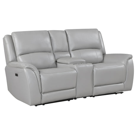 Alexandria Stone 3-Piece Top-Grain Leather Power Reclining Living Room Set from Steve Silver - Luna Furniture