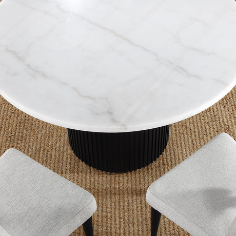 Colvin 5-Piece 52″ Round White Marble Dining Set, Black Finish from Steve Silver - Luna Furniture