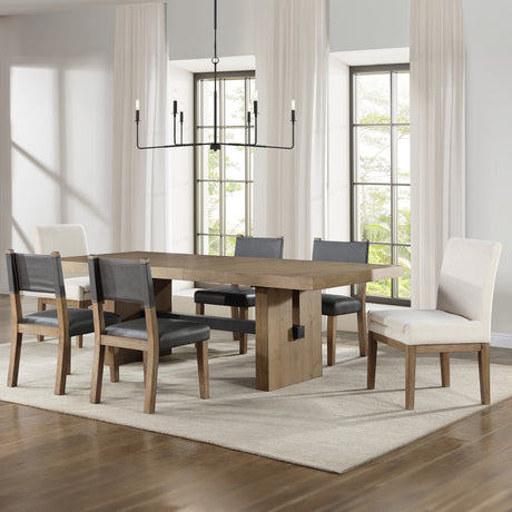 Aubrey Waxed Driftwood 7-Piece 78-96″ Dining Set from Steve Silver - Luna Furniture