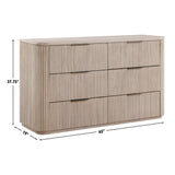 Henry 65″ 6-Drawer Reeded Dresser, Tan Finish from Steve Silver - Luna Furniture