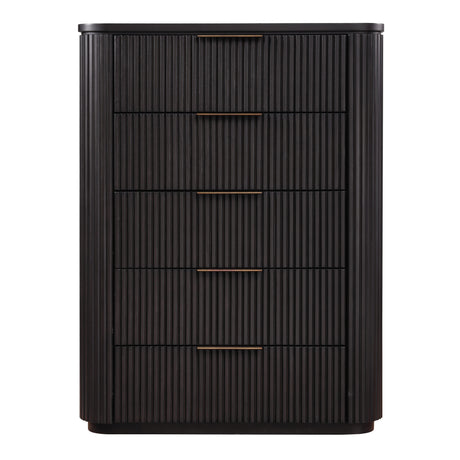 Henry Espresso 5-Drawer Reeded Chest from Steve Silver - Luna Furniture