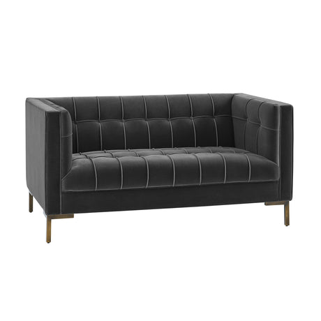 Isaac Channel Stitched Gray Velvet Loveseat from Steve Silver - Luna Furniture